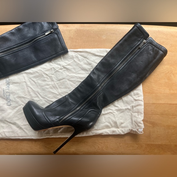 Jimmy Choo black double sided zipper leather boots with stiletto heels - Picture 10 of 12